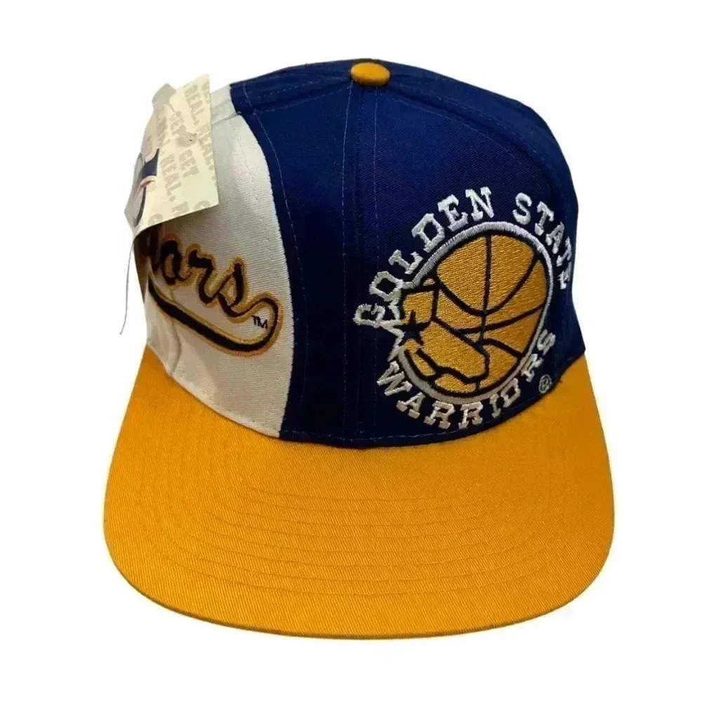 Vintage 80s 90s NBA Golden  State Warriors Logo Athletic Snapback Hat Blue NWT